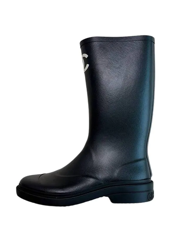 CC Logo Caoutchouc Rain Boots Black Chanel Best Cold Weather Rain Boots