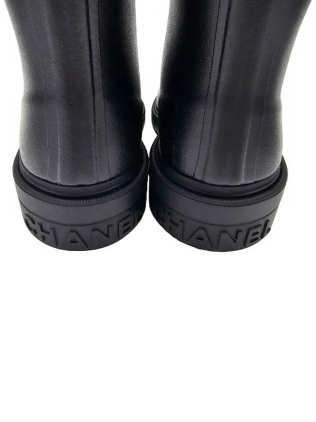 Casa Miel Rain Boots CC Logo Caoutchouc Rain Boots Black Chanel