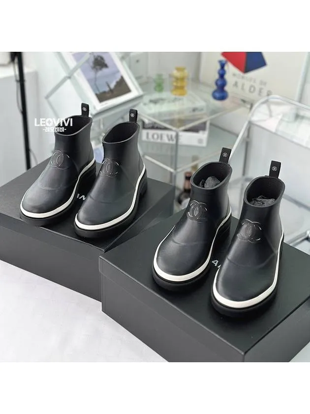 Joules Molly Rain Boot CC Logo Rubber Ankle Rain Boots Black Chanel