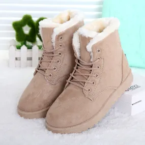 Women Boots Snow Warm Winter Boots Lace Up Fur Ankle Boots Ladies Winter Shoes Black NM01 Best Boots To Wear In The Snow