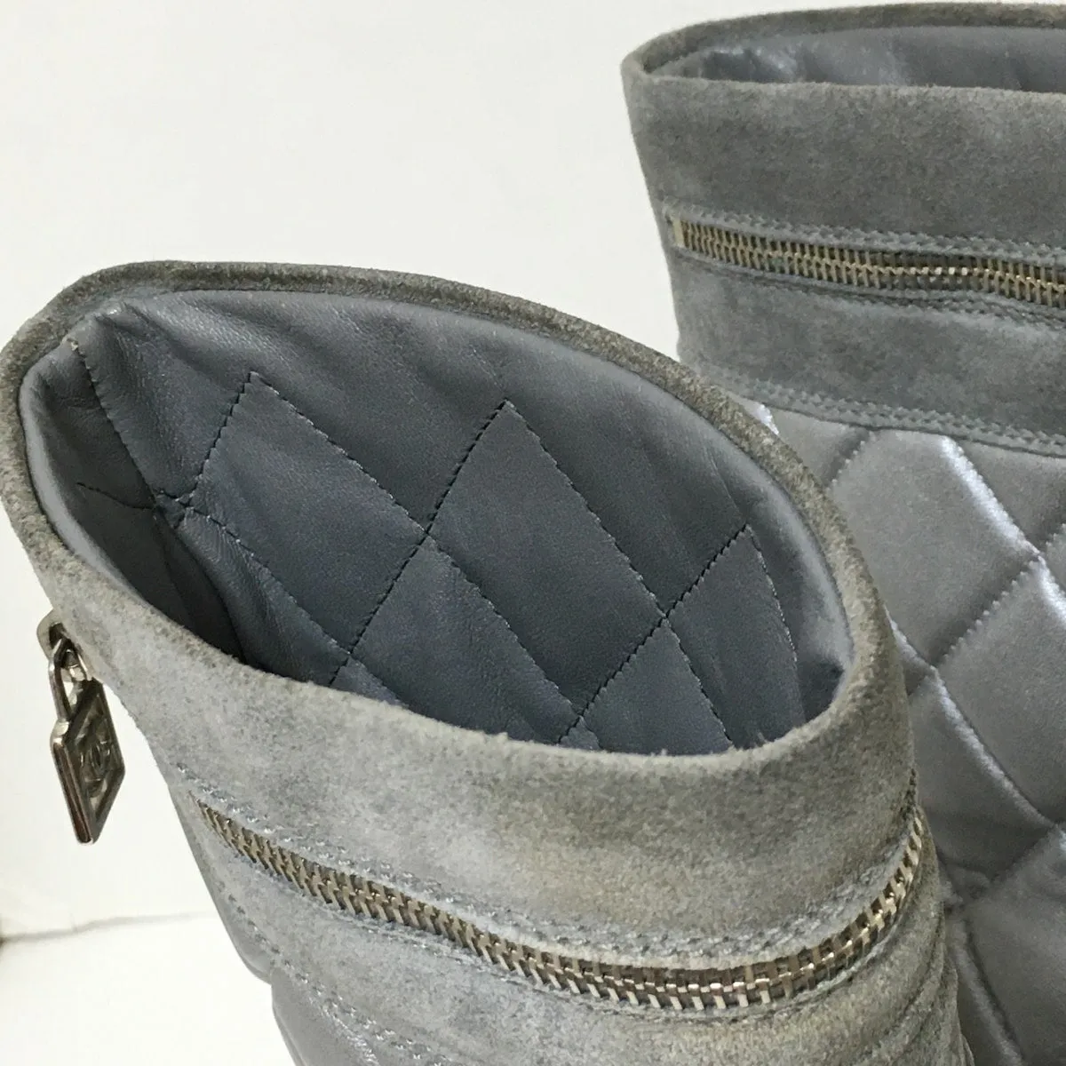 Chanel Grey Boots, 37.5 Adidas Roshe Shoes