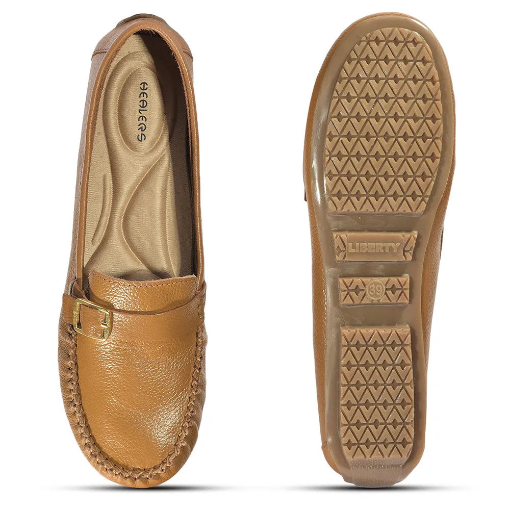 Healers Formal Shoes Tan Loafers For Women 2074-21 By Liberty Loewe Loafers