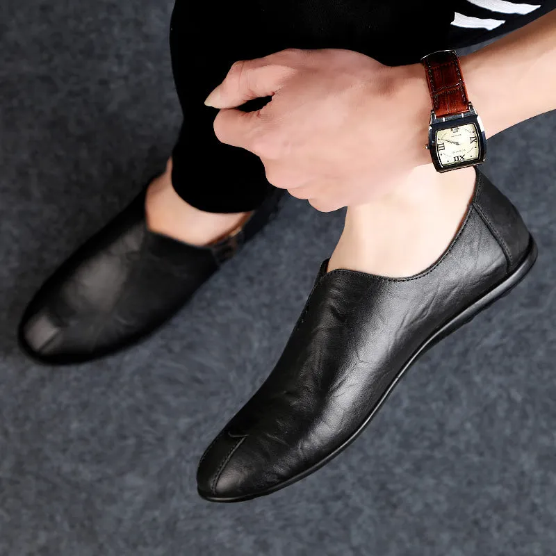 Genuine Leather Men Casual Shoes Luxury 2020 Mens Loafers Moccasins Breathable Slip On Black Driving Freda Salvador Elba Loafers