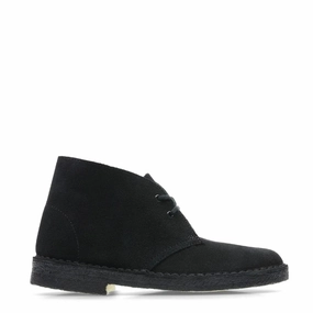 Clarks Originals Womens Desert Boot Black Suede Square Time