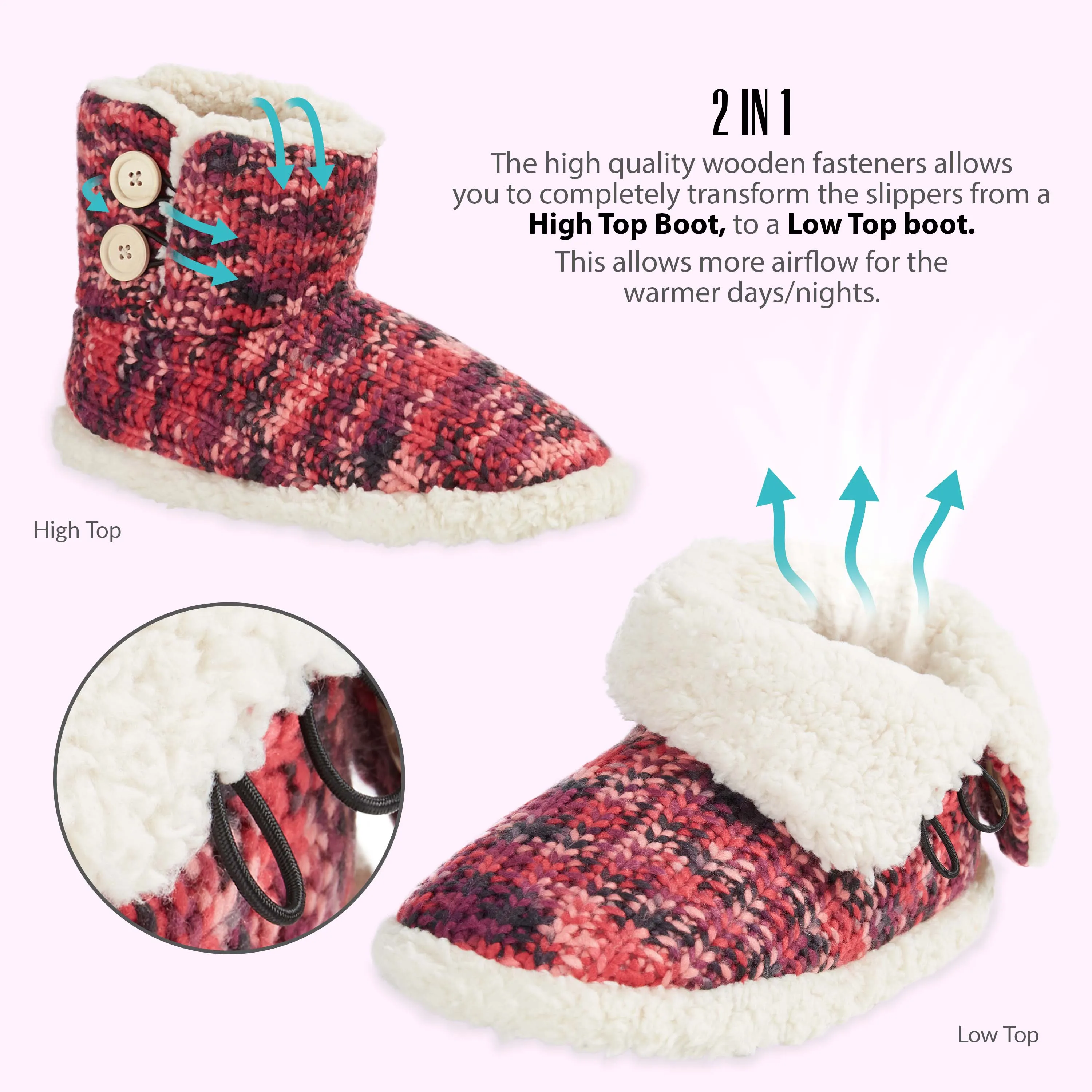 CityComfort Ladies Slipper Boots Knitted Warm Winter Indoor Booties Phantom Rider Boots