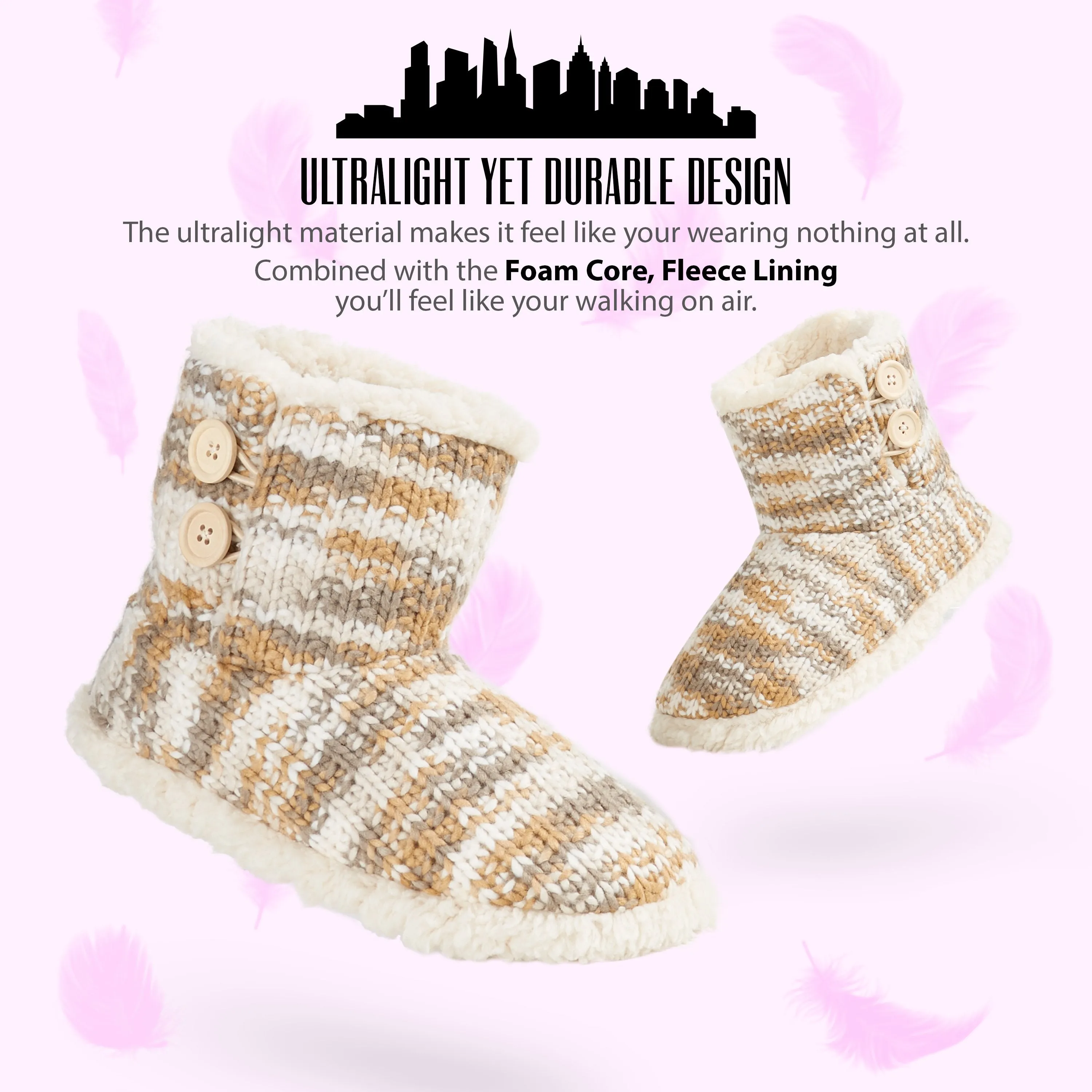 CityComfort Ladies Slipper Boots Knitted Warm Winter Indoor Booties Boot Bags For Cowboy Boots