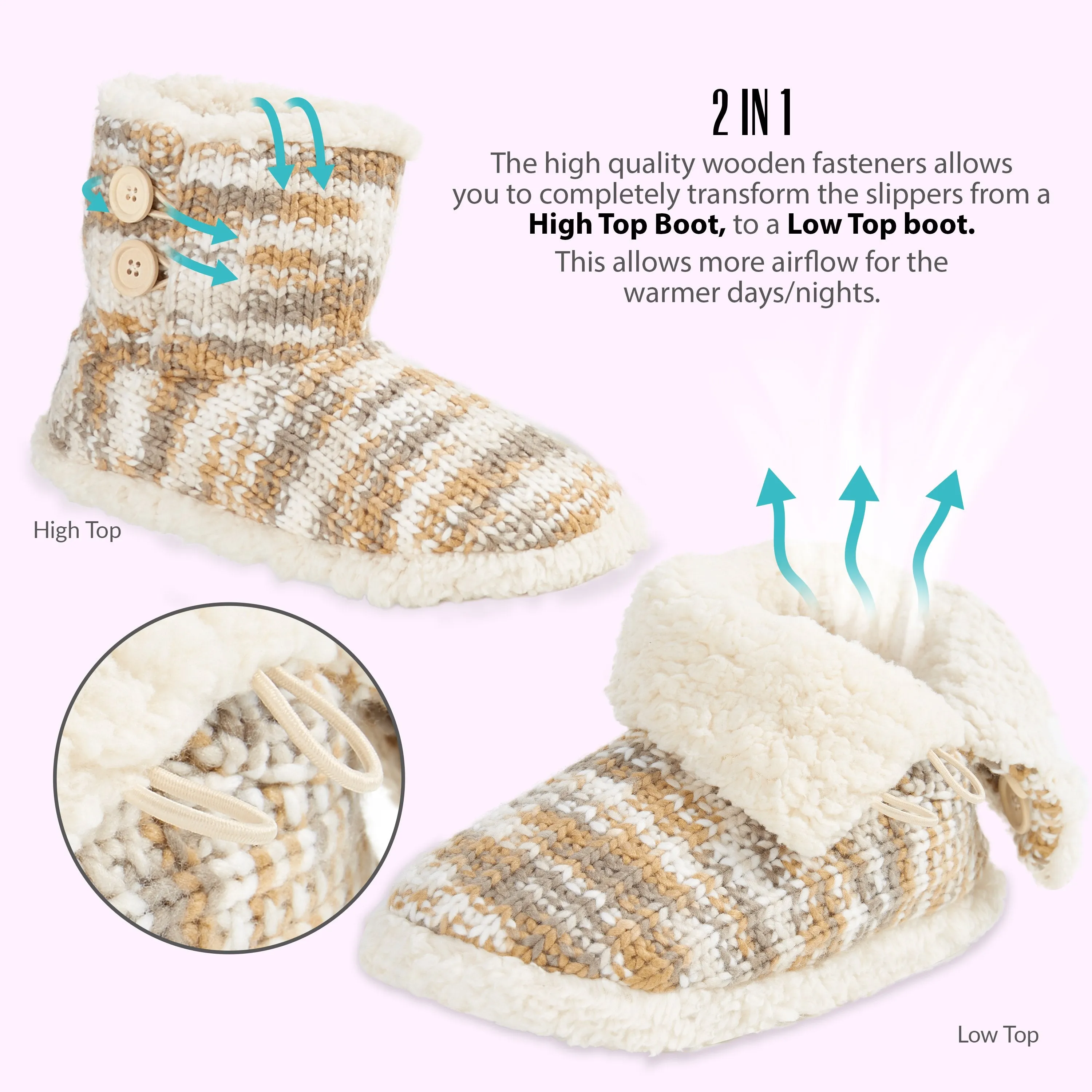 Boa Ski Boots CityComfort Ladies Slipper Boots Knitted Warm Winter Indoor Booties