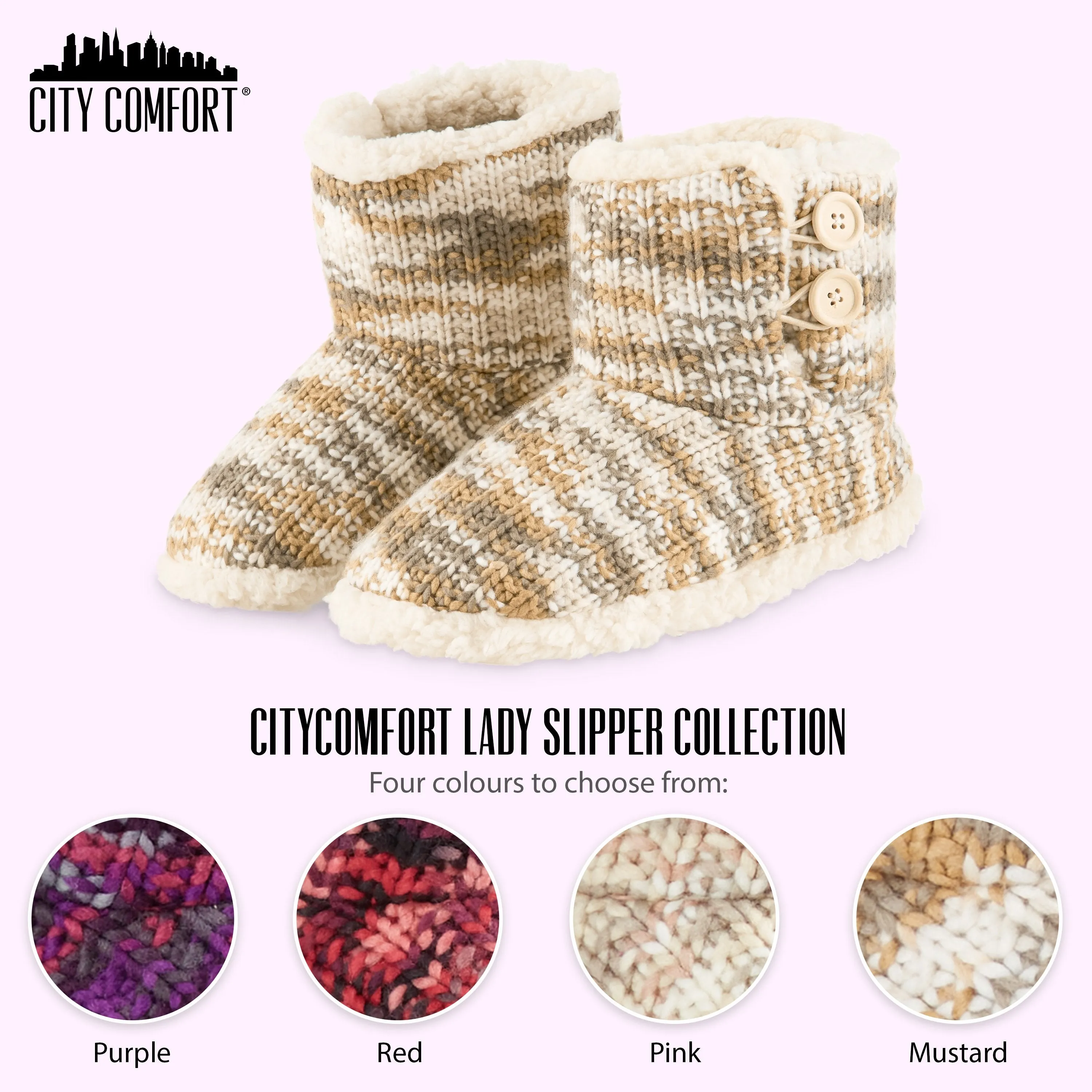 Thigh High Stiletto Boots CityComfort Ladies Slipper Boots Knitted Warm Winter Indoor Booties