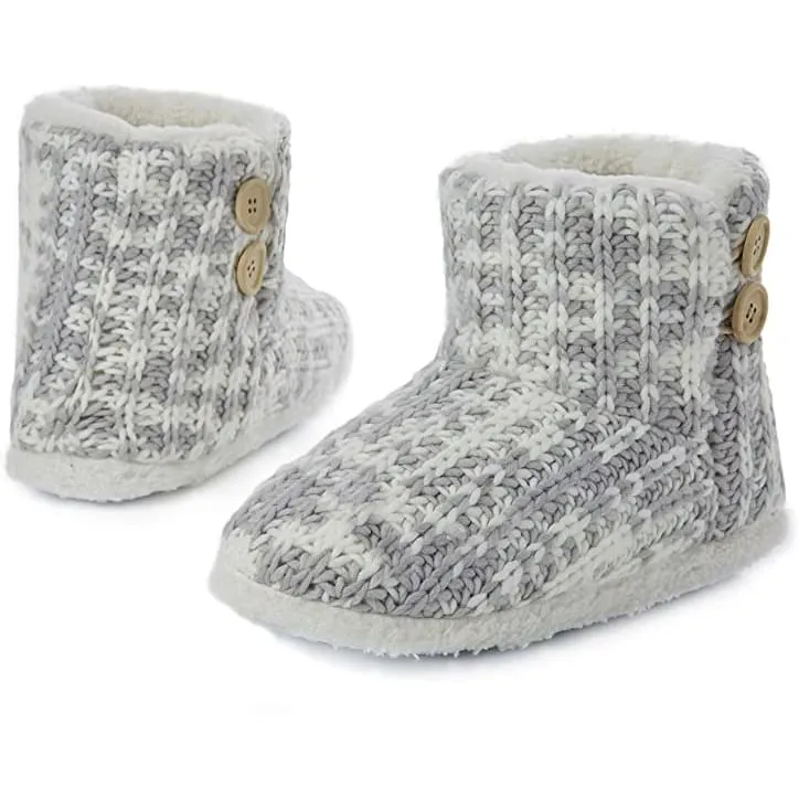 CityComfort Ladies Slipper Boots Knitted Warm Winter Indoor Booties Roughout Cowboy Boots