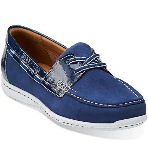 Clarks Cliffrose Sail Blue Patent Leather Womens Boat Shoes Asics Exclusive Shoes