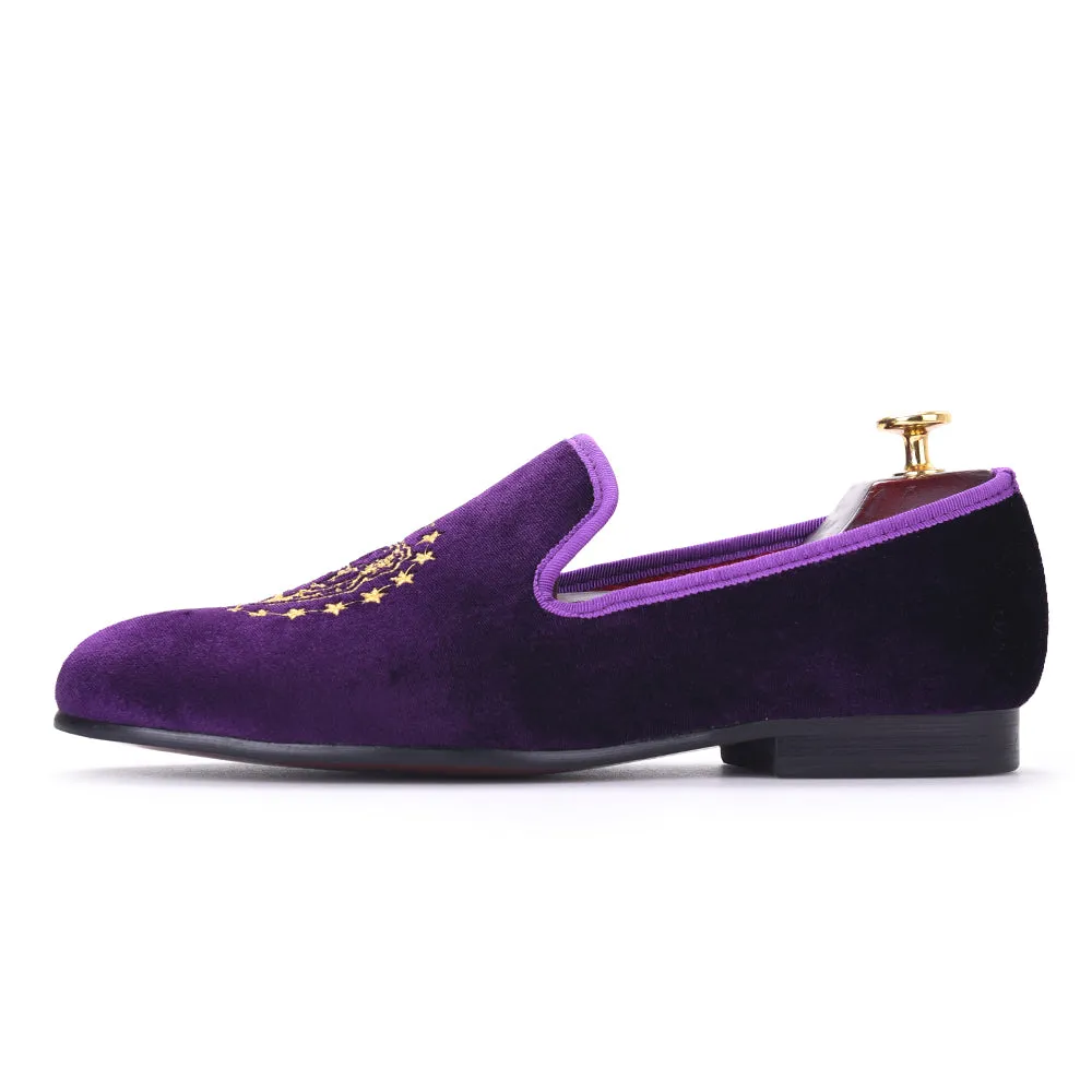 Platform Slip On Loafers OneDrop Men Velvet Handmade Dress Shoes Delicate Embroidery Wedding Prom Party Loafers