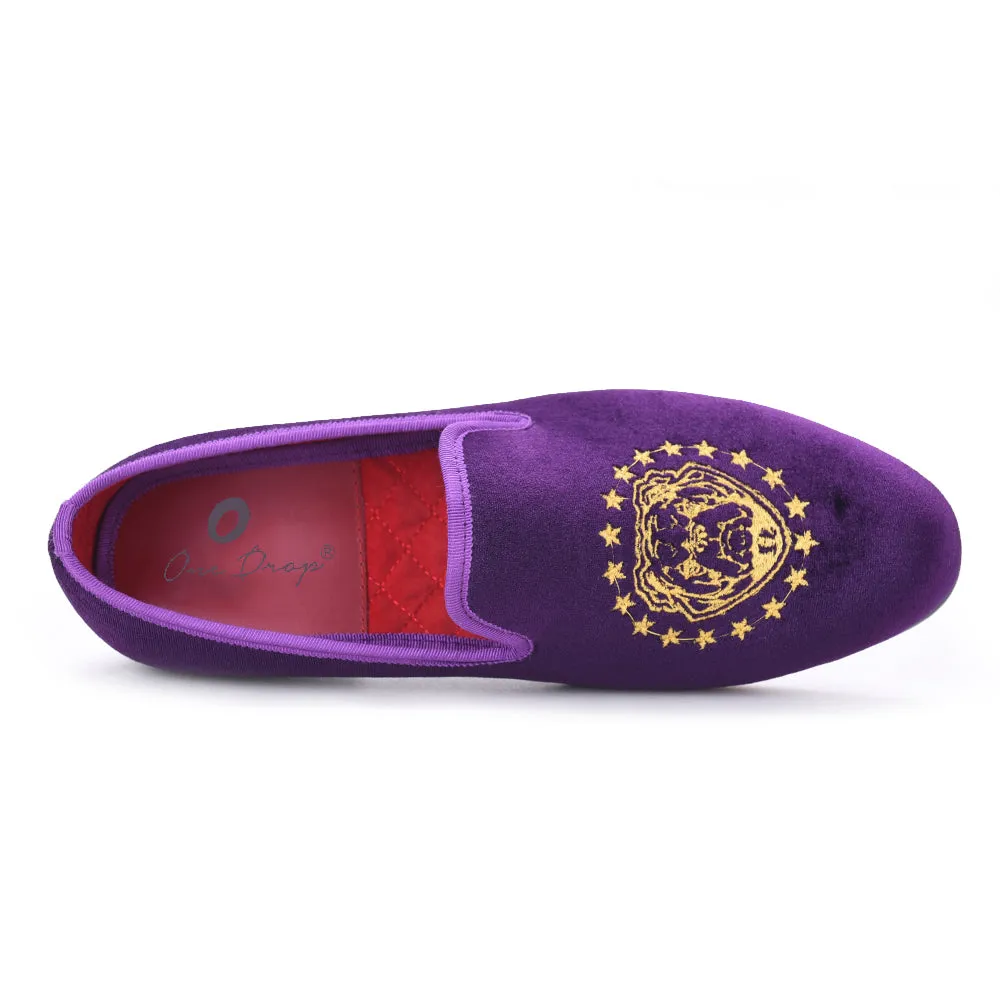 OneDrop Men Velvet Handmade Dress Shoes Delicate Embroidery Wedding Prom Party Loafers Dress Shoe Loafers