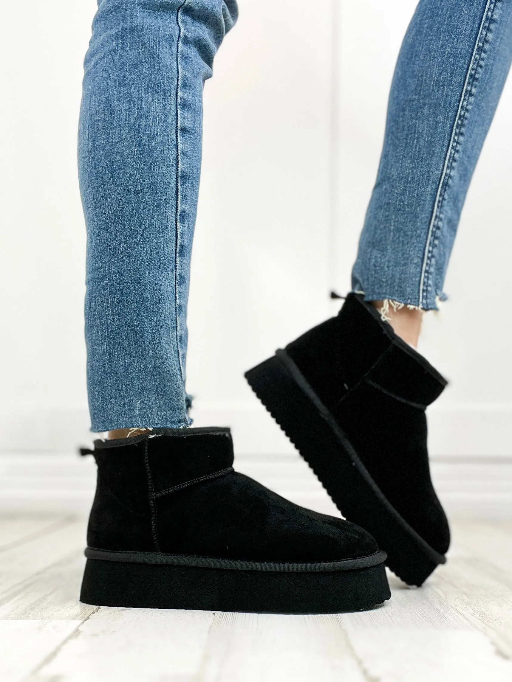 Grand Court Shoes Adidas Corkys Room Service Booties in Black Faux Suede