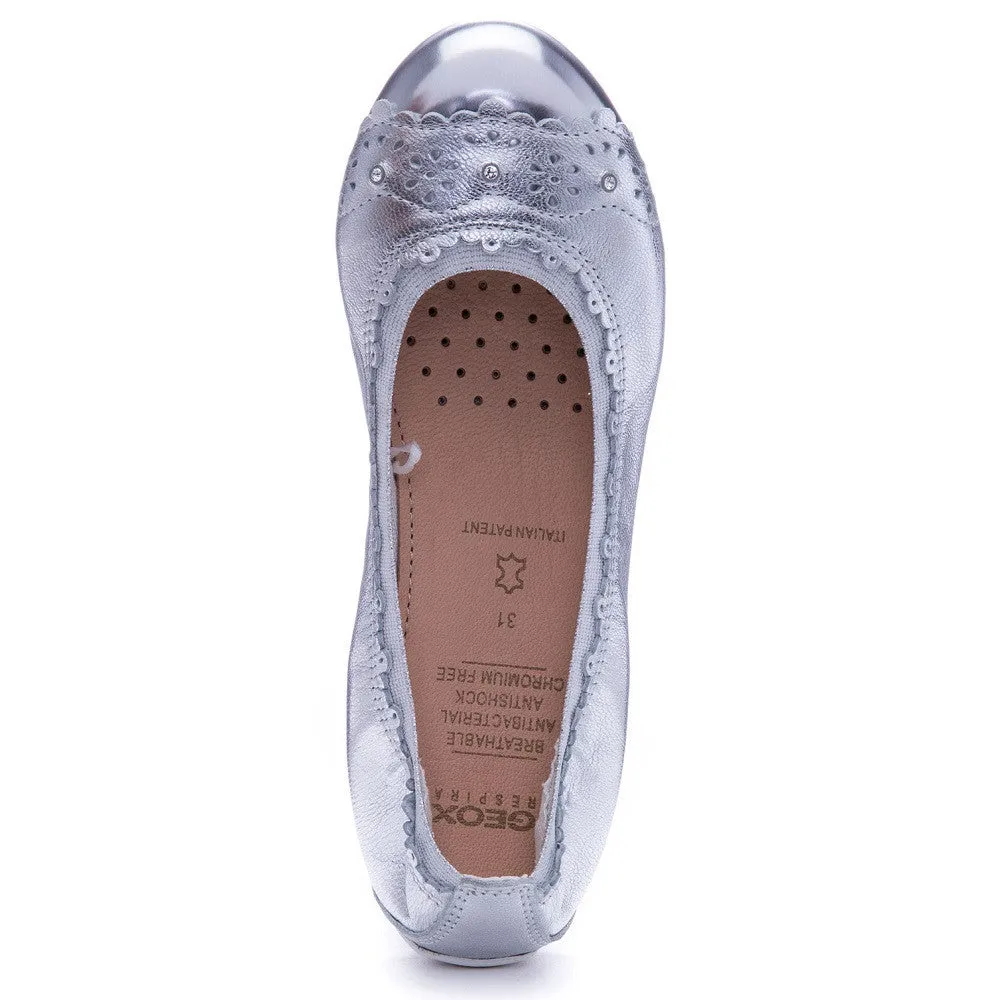 Geox J Piuma Silver Balllerina Slip On Shoes Asic Shoes For High Arches