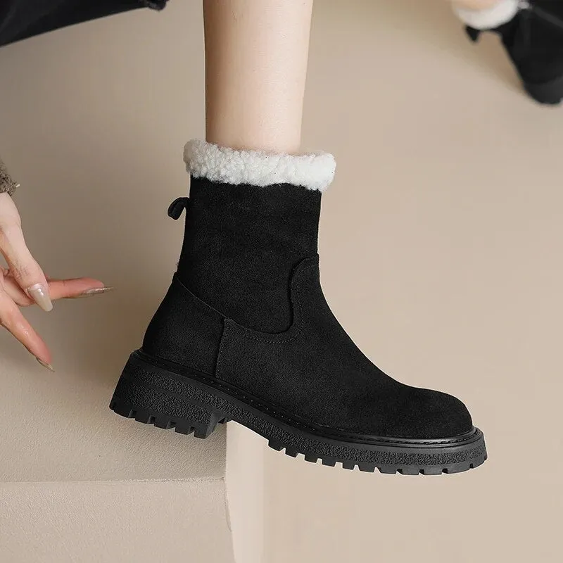 Best Boots For Working In The Snow Winter Women Boots Warm Ankle Boots for Women Cow Suede Side Zipper Snow Boots Casual Shoes Woman Leisure Platform Boots