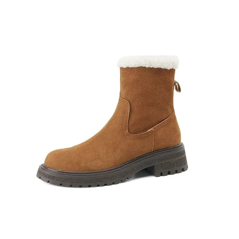 Winter Women Boots Warm Ankle Boots for Women Cow Suede Side Zipper Snow Boots Casual Shoes Woman Leisure Platform Boots Muttluks Snow Boots