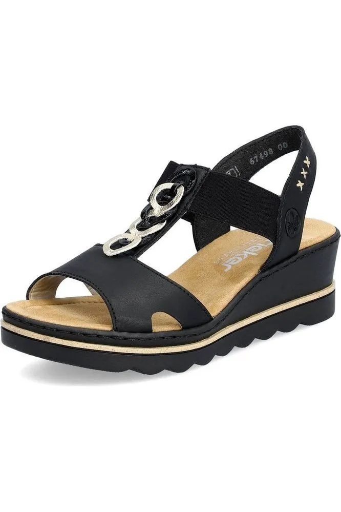 uv guard Easy Look Rieker Womens sandal 67498-00  in black