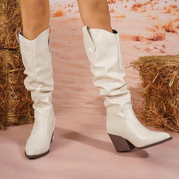 Women's Fashion Pleated Slip-On Knee-High Boots 05428715S Adidas Design Shoes