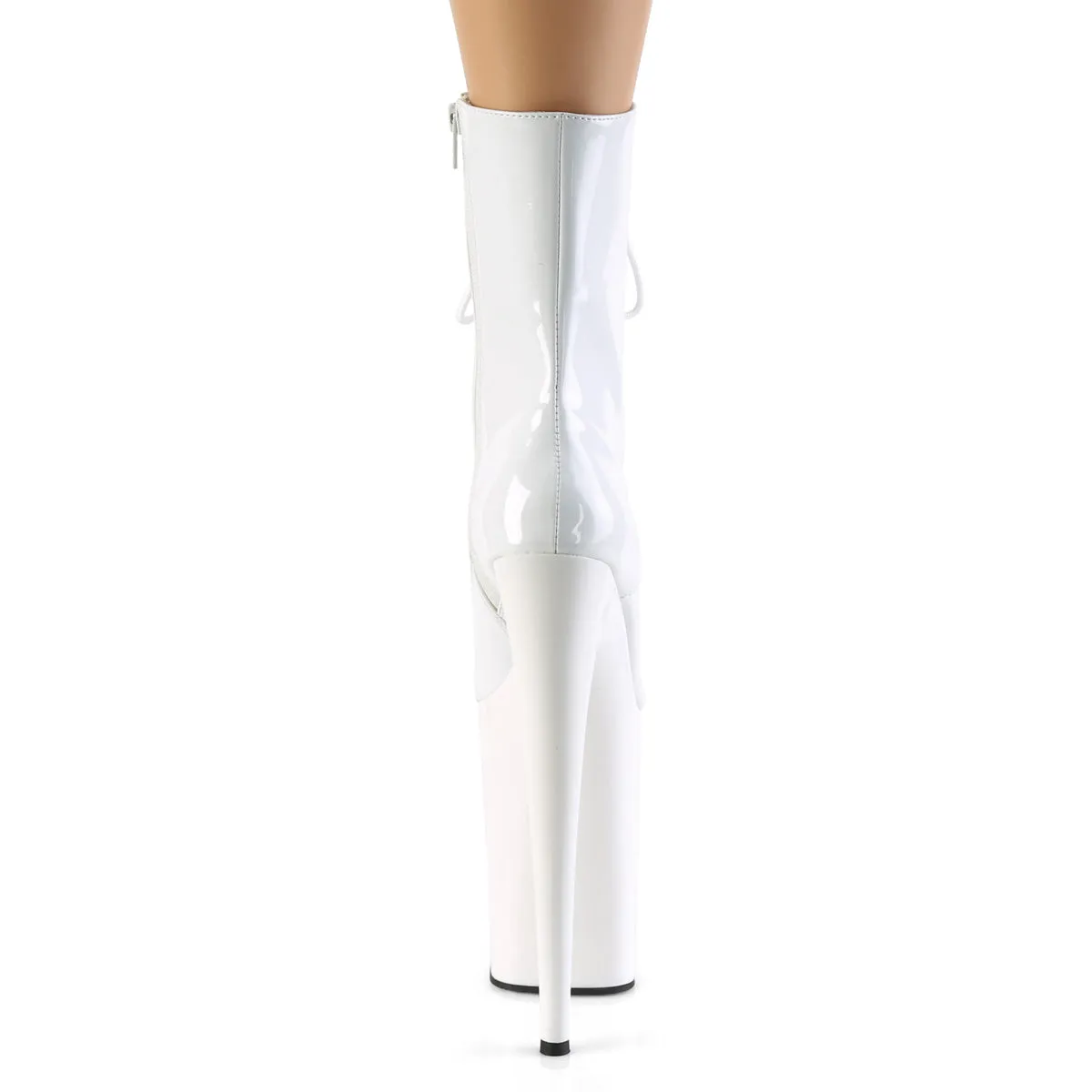 9 Inch Heel INFINITY-1020 White Pat Smooth Sole Work Boots
