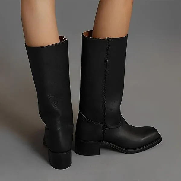 Women's Retro Simple Square Toe Western Boots 49255525S Adidas Sales Shoes