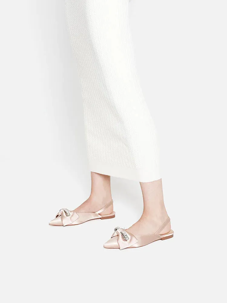 Flower Slides Norah Crystal Bow Embellished Slingbacks