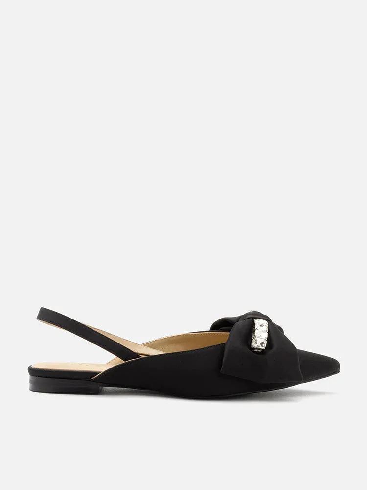 Norah Crystal Bow Embellished Slingbacks Slide Sandals With Heels