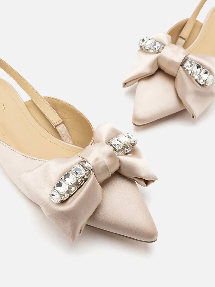 Ballet Slippers Vs Mademoiselle Norah Crystal Bow Embellished Slingbacks