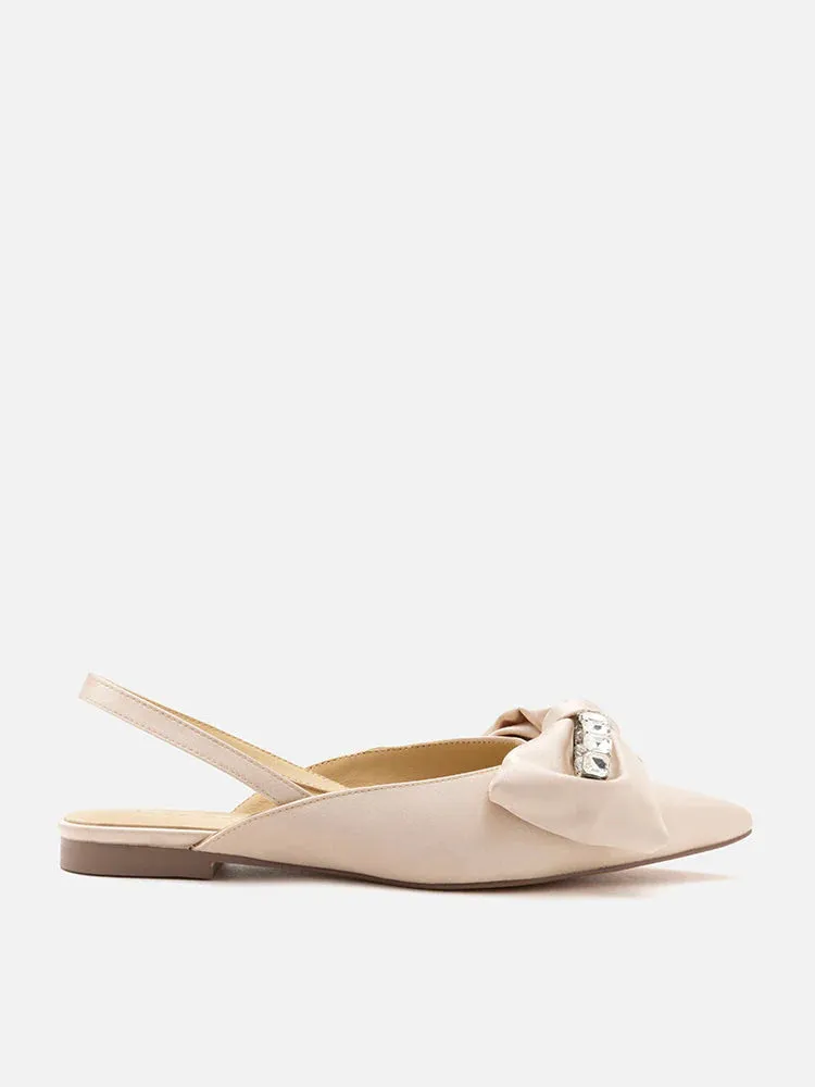 Knitted Sock Slippers Pattern Norah Crystal Bow Embellished Slingbacks