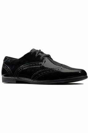 ergonomic Clarks Scala Lace Kid Black Patent