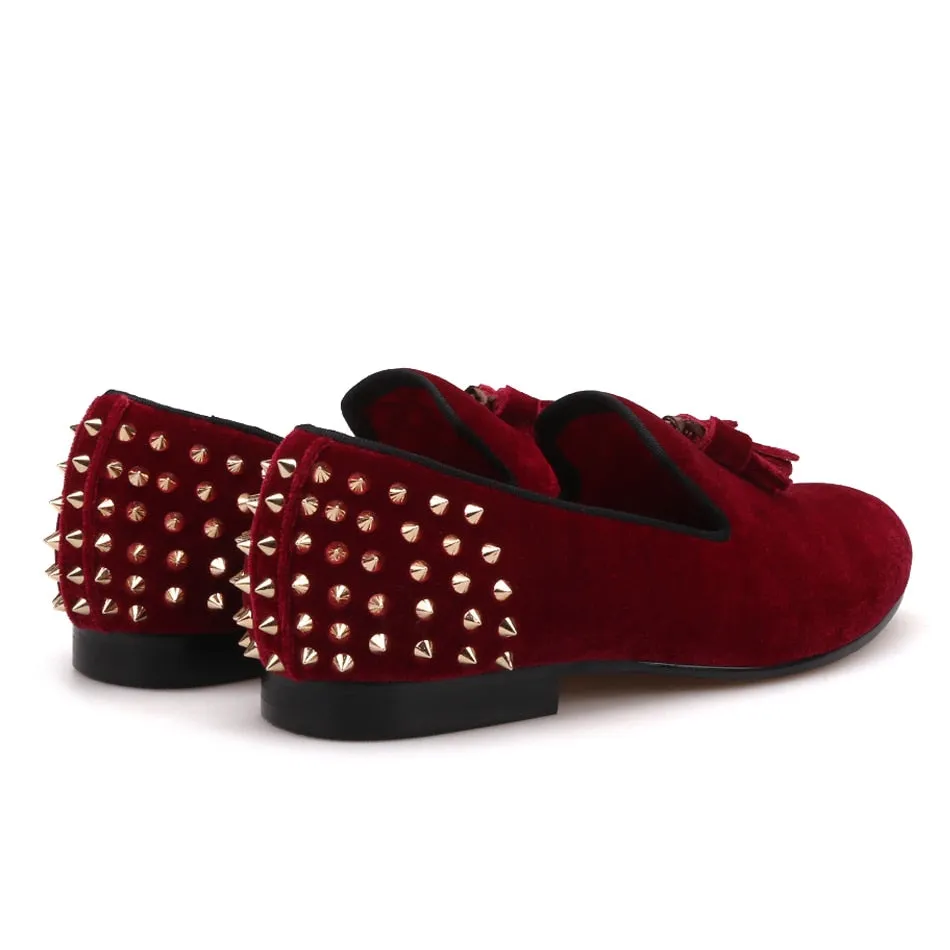 OneDrop Men Handmade Dress Shoes Velvet Tassel Spikes Party Wedding Prom Loafers J Crew Suede Penny Loafers