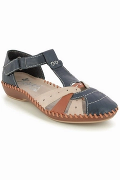 Quick Slide Air Friendly Rieker Women's M1655-14 in blue combi