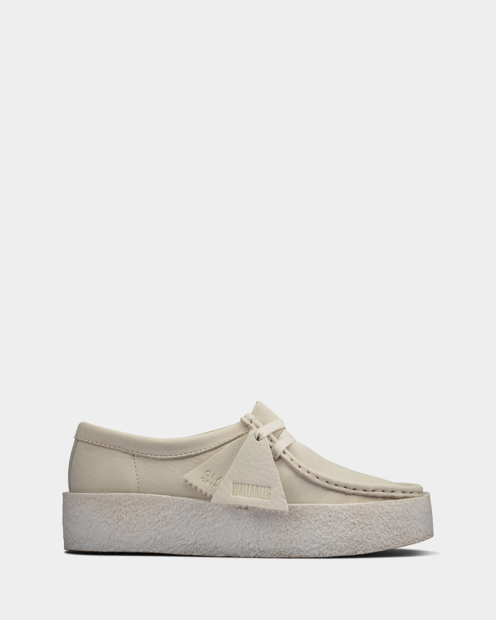 Wallabee Cup. (W) White Nubuck Sun Jog Suede Material