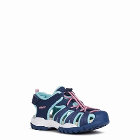 Geox J Borealis Girl B Lace Up Sandal Fog Step Youth Style
