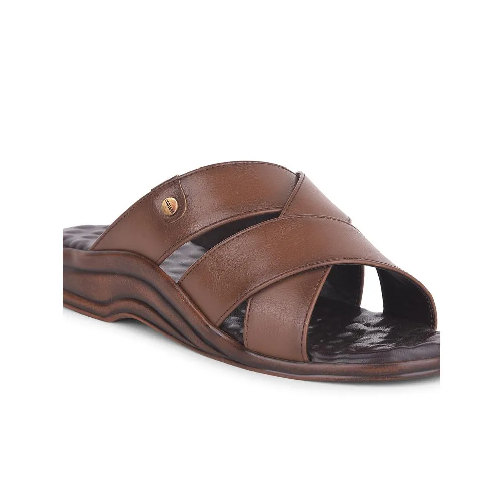 Coolers By Liberty Mens 7123-901 Tan Casual Slippers Born Slide Sandals