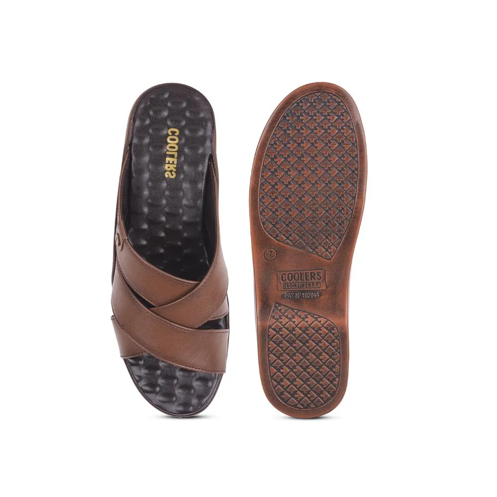 Foldable Slippers For Travel Coolers By Liberty Mens 7123-901 Tan Casual Slippers