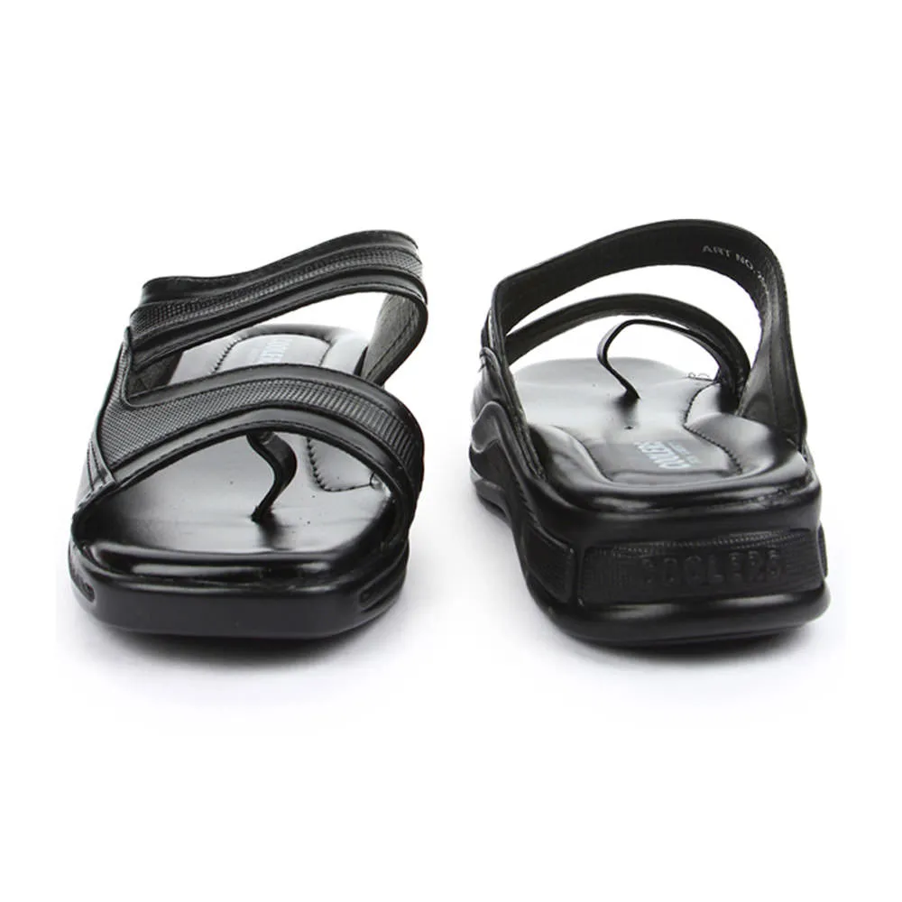 Leather Slippers With Leather Soles Coolers Casual (Black) Slippers For Men 2050-01 By Liberty