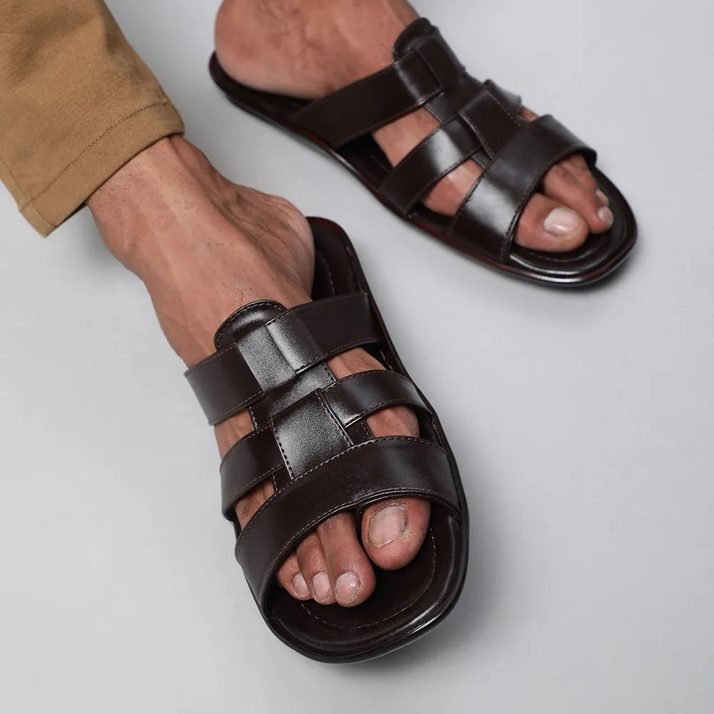 Coolers Casual (Brown) Slippers For Men COOL99-3 By Liberty Fake Fur Slippers