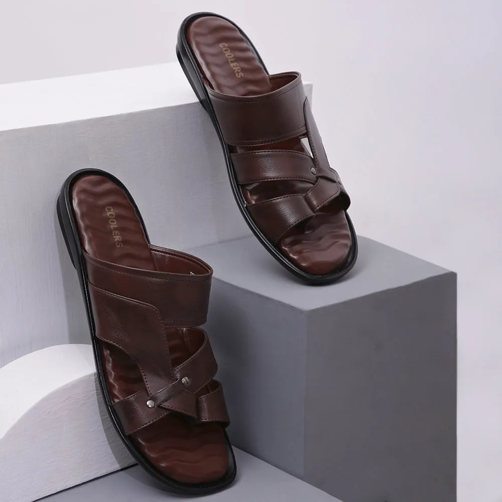 Loofah Slippers Coolers Casual Brown Slippers For Men TRL-113 By Liberty