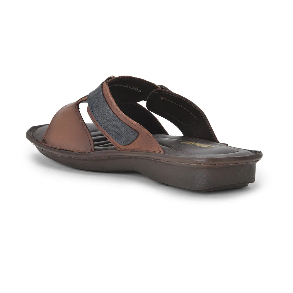 Coolers Casual (Tan) Slippers For Men E278-01N By Liberty Rubber Bottom Slippers