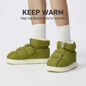 Couples' Cozy Winter Waterproof Snow Boots & Plush High-Top Slip-Ons Set Adidas Army Shoes