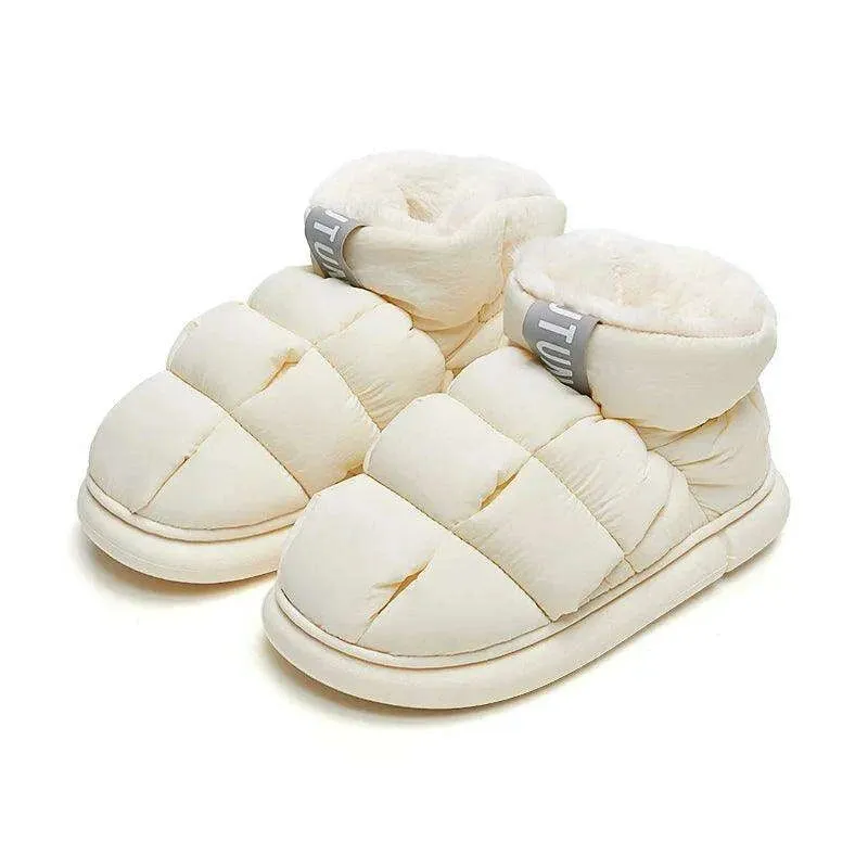 Adidas Skateboard Shoe Couples' Cozy Winter Waterproof Snow Boots & Plush High-Top Slip-Ons Set