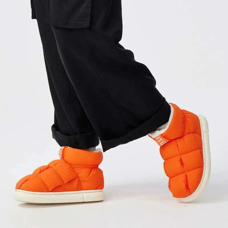 Adidas Stylish Shoes Couples' Cozy Winter Waterproof Snow Boots & Plush High-Top Slip-Ons Set