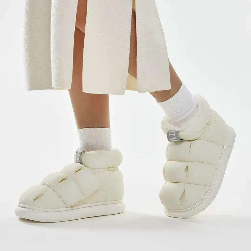 Couples' Cozy Winter Waterproof Snow Boots & Plush High-Top Slip-Ons Set Adidas Simpsons Foam Shoes