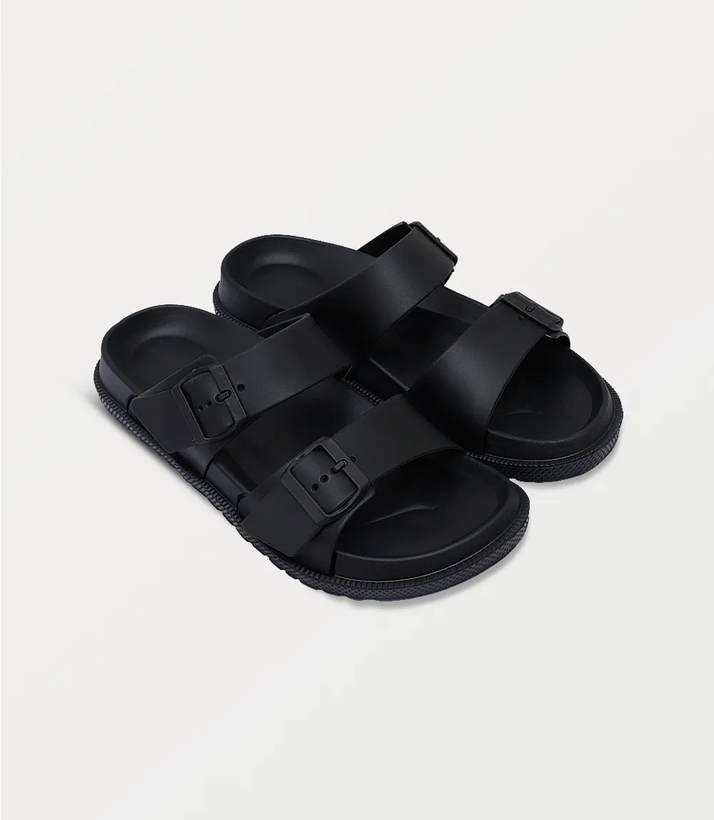 BM6807-BLACK-Men Slipper Comfort Slippers With Arch Support