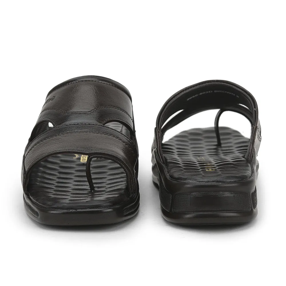 Healers Casual Slippers For Men (Brown) 2050-803D By Liberty Slippers Leather
