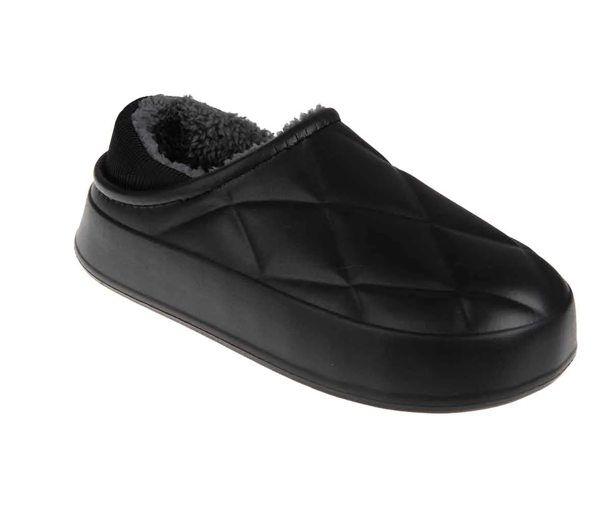 Slides Bloom Supreme FOAMWALK Women's Platform Clogs - Quilted Fuzzy Clogs for Women, Faux Fur Lined Fall Clogs Slippers for Women