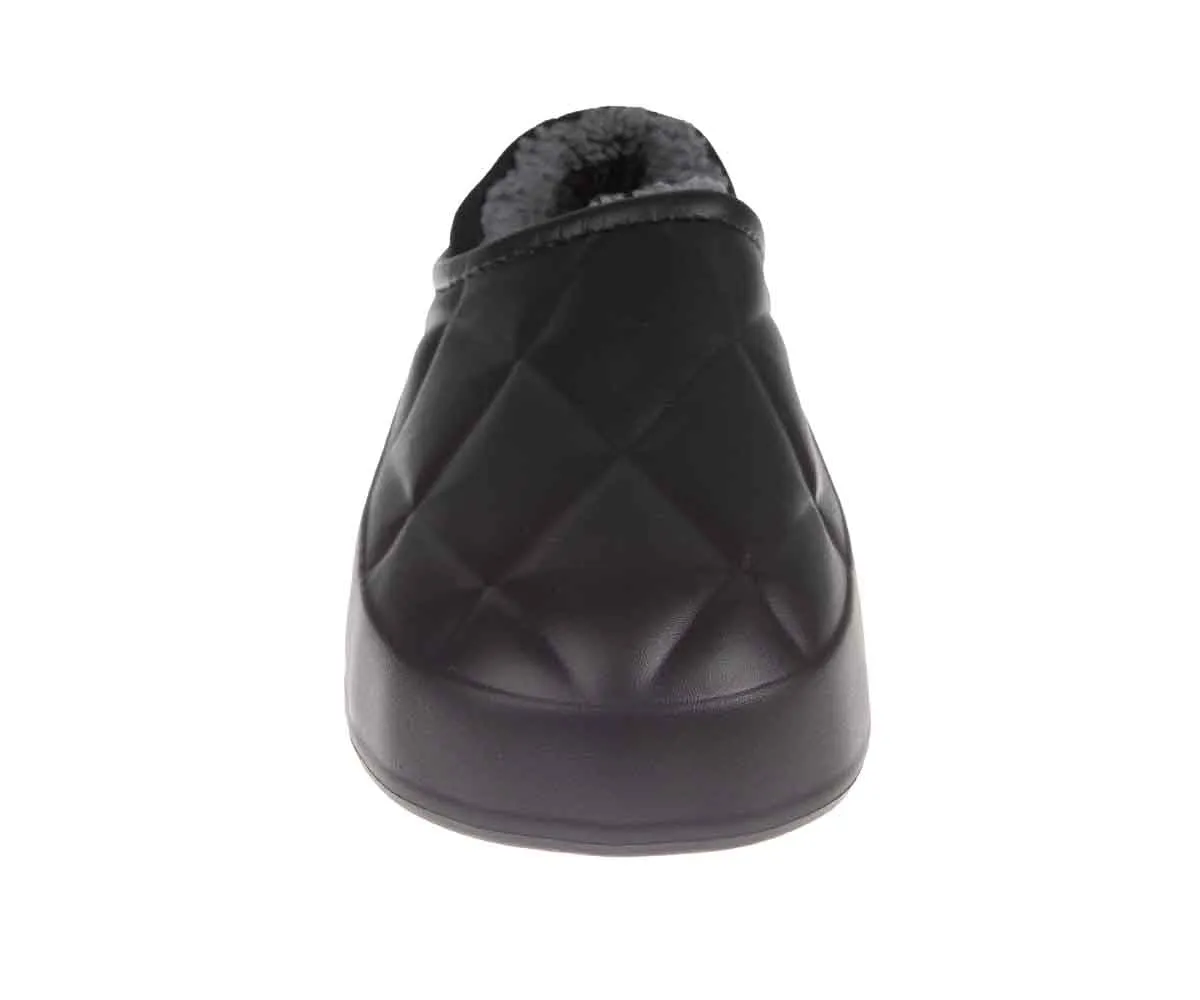 FOAMWALK Women's Platform Clogs - Quilted Fuzzy Clogs for Women, Faux Fur Lined Fall Clogs Slippers for Women Satin Slippers Cnd