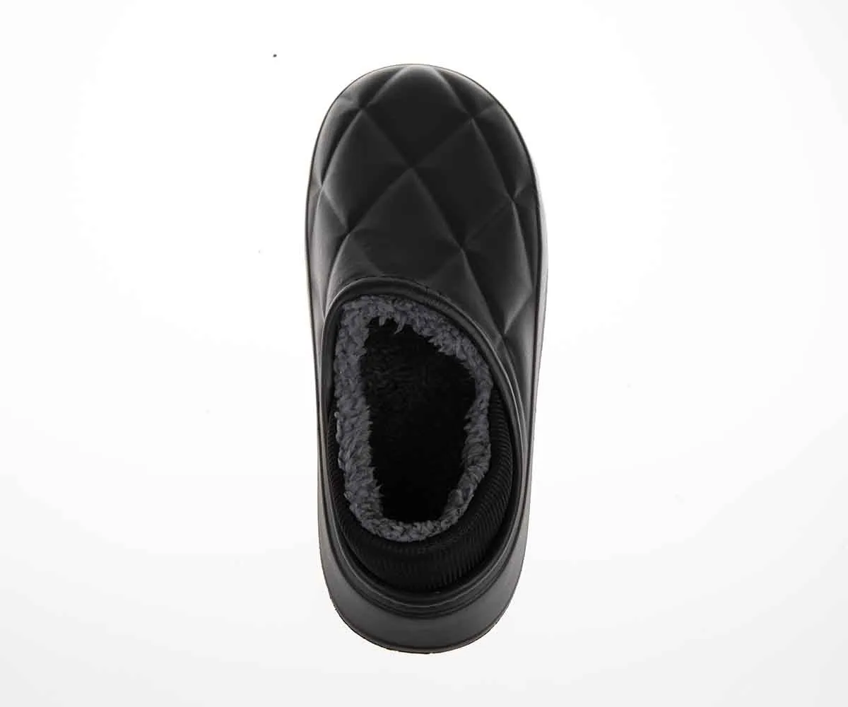 Slippers For Plantar FOAMWALK Women's Platform Clogs - Quilted Fuzzy Clogs for Women, Faux Fur Lined Fall Clogs Slippers for Women