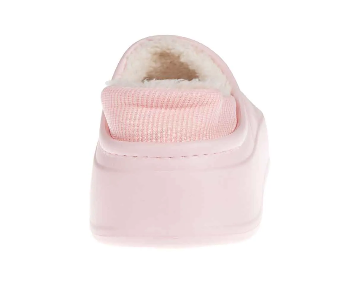 FOAMWALK Women's Platform Clogs - Quilted Fuzzy Clogs for Women, Faux Fur Lined Fall Clogs Slippers for Women Fuzzy Boot Slippers