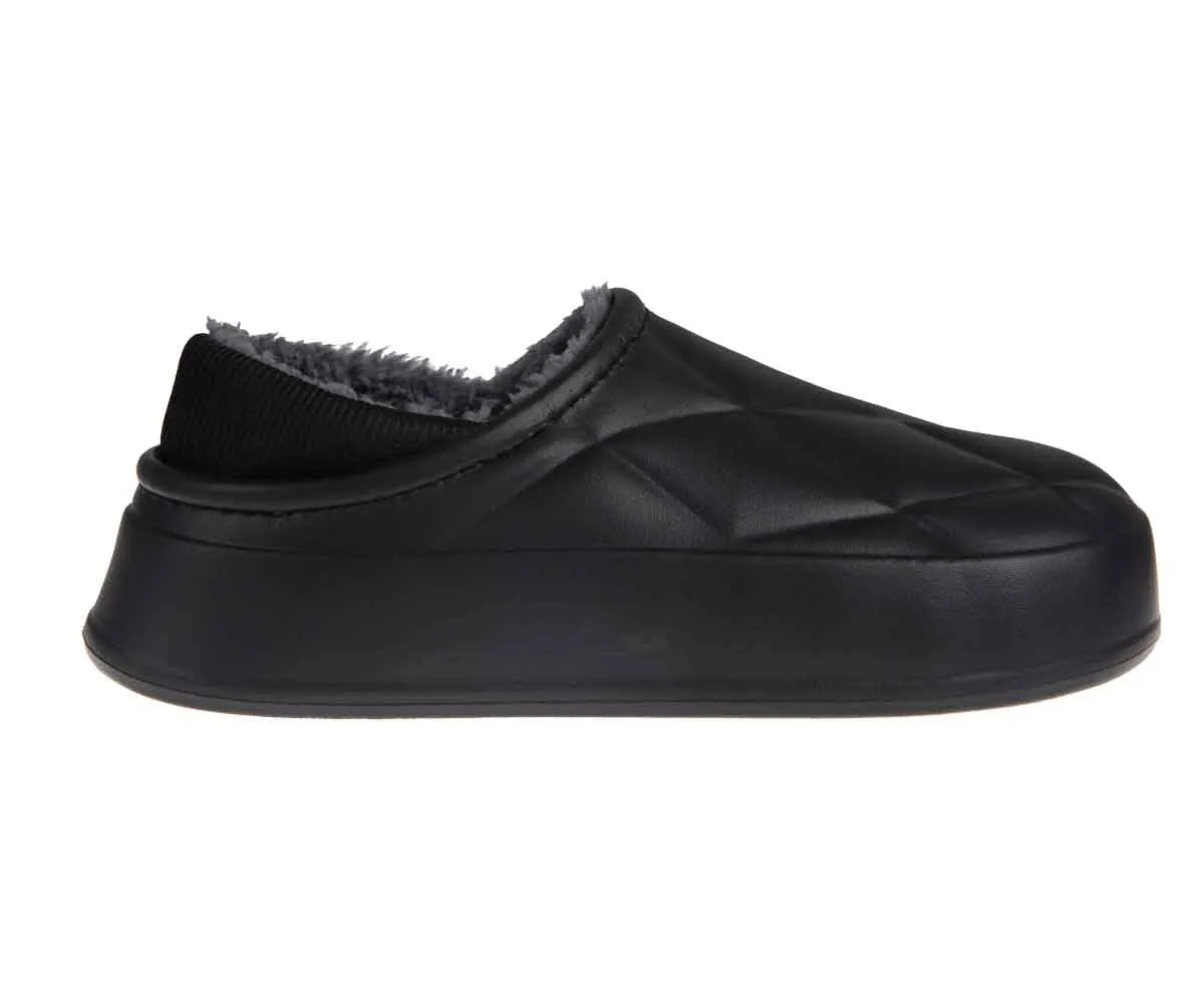 Barney Slippers FOAMWALK Women's Platform Clogs - Quilted Fuzzy Clogs for Women, Faux Fur Lined Fall Clogs Slippers for Women